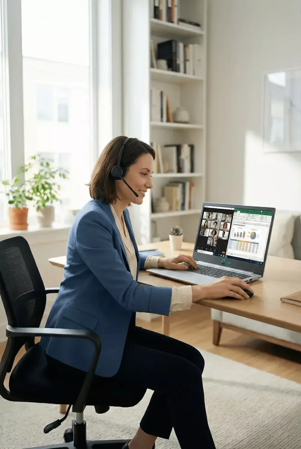 Mujer conectada a curso excel elearning